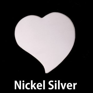 Metal Stamping Blanks Nickel Silver Stylized Heart, 22mm (.87") x 19.5mm (.77"), 24g